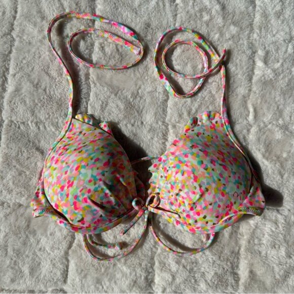 Victoria's Secret | "Confetti" Ruffle Push Up Bikini Top | Size 32B - Picture 3 of 9